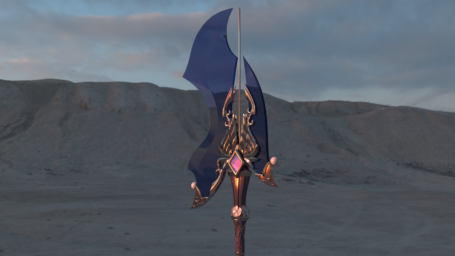 render alabarda 3D lame